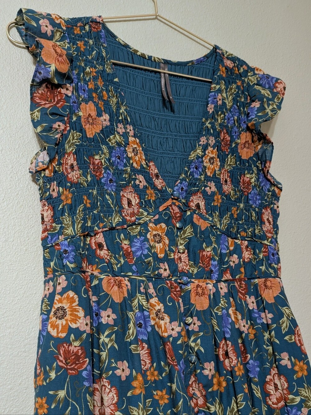Anthropologie Peregrine Floral Midi Dress Medium Petite Pockets - Picture 7 of 16